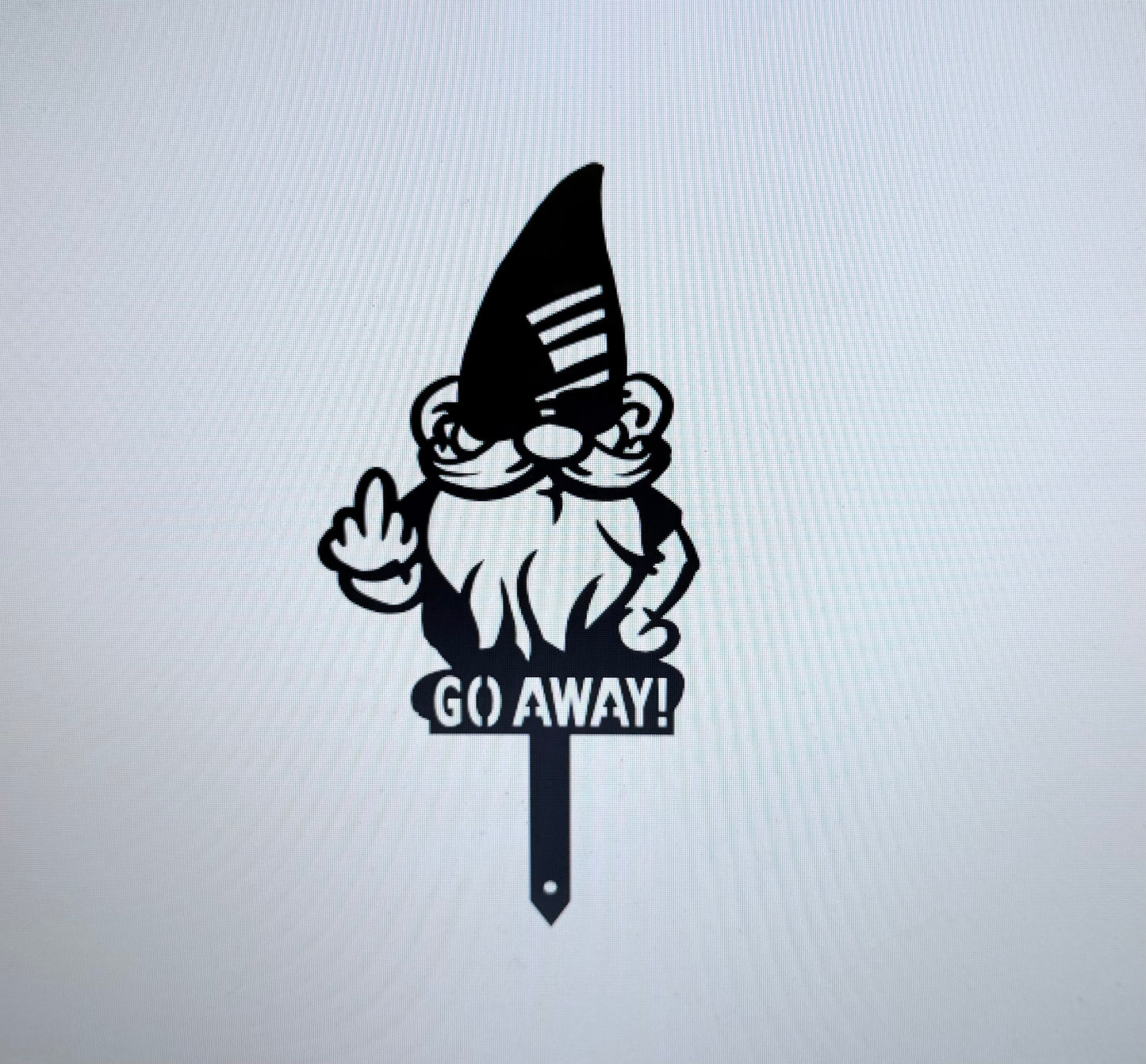 Gnome Middle Finger Go Away Garden Stake