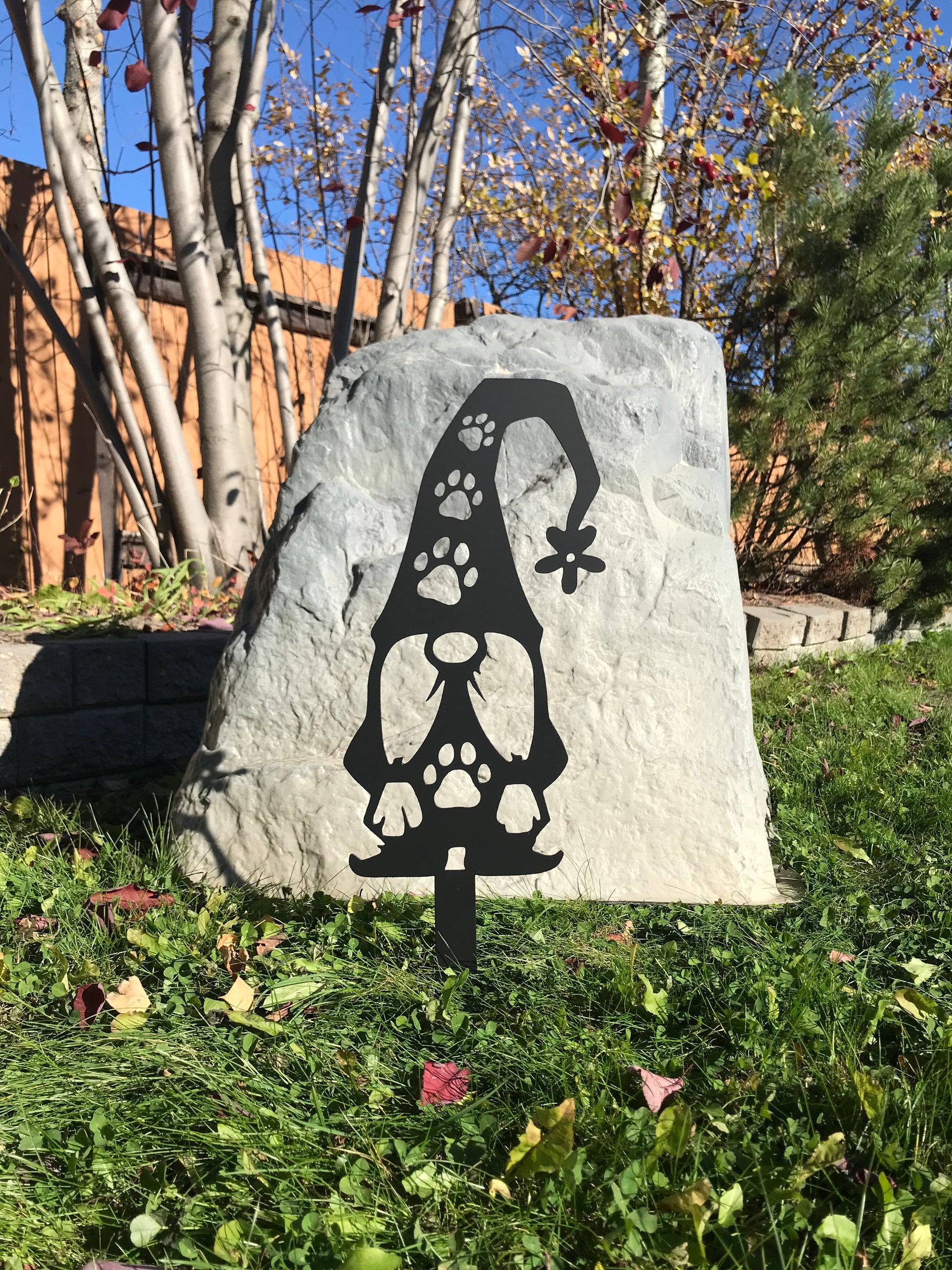 Gnome Garden Stake with Paw Prints