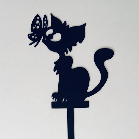 Cat with Butterfly Garden Stake