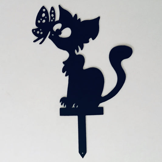 Cat with Butterfly Garden Stake