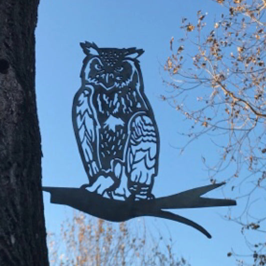 Branch Art Horned Owl