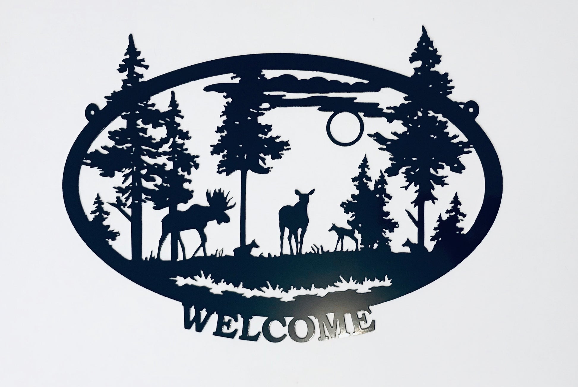 Welcome Oval Scenery Moose