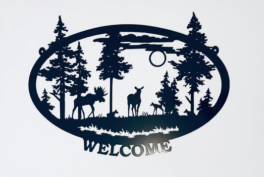 Welcome Oval Scenery Moose