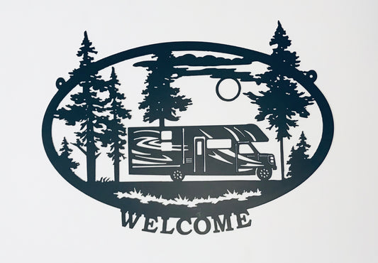 Welcome Oval scenery with RV Motorhome truck style front